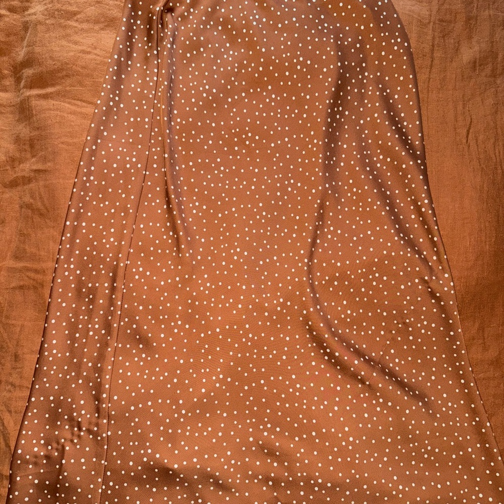 a new day Tan and White Polka Dot Skirt